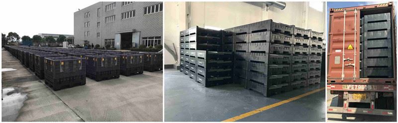 folding pallet container with drop doors